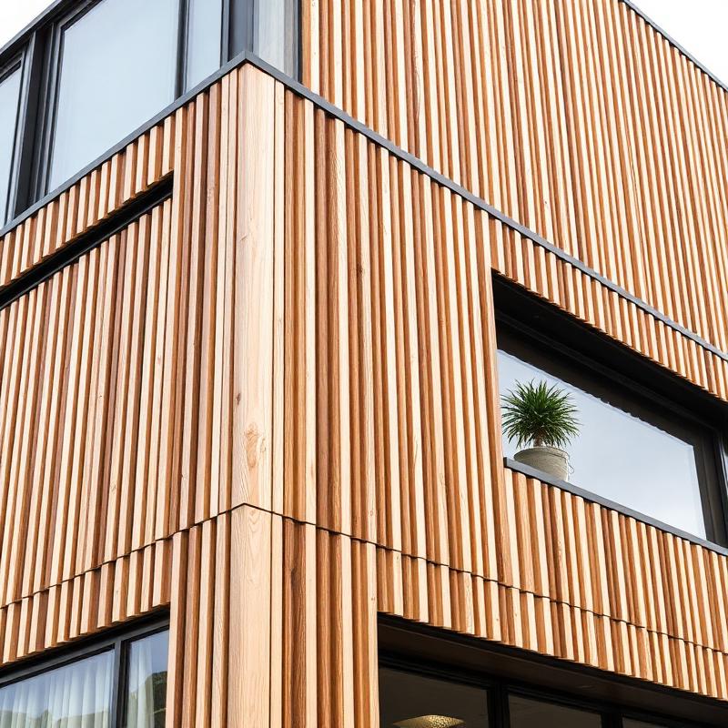 Fachada com revestimento em madeira tratada