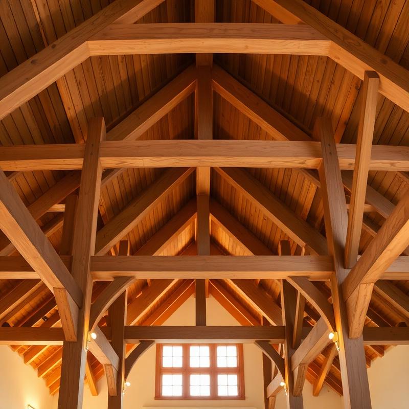 Telhado com estrutura de madeira tratada